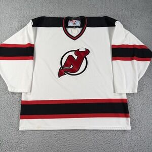 Vintage New Jersey Devils Jersey Mens‎ XL White Red Black NHL Hockey CCM 90s